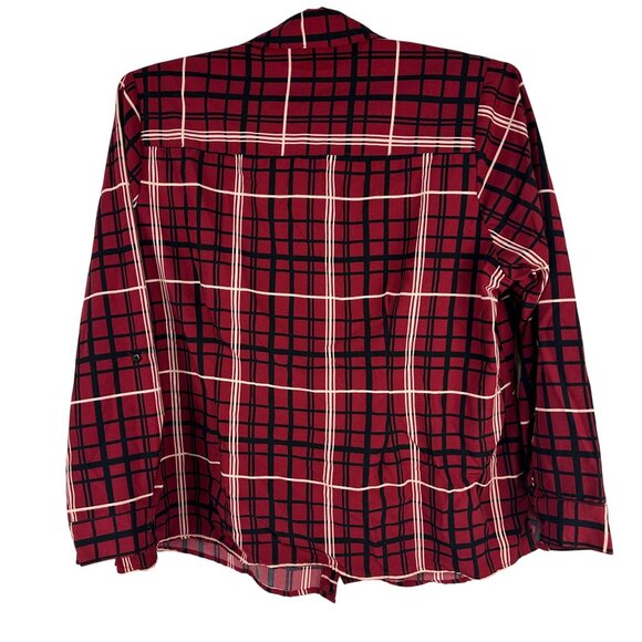 Notations Womens Button Down Long Sleeve Plaid Shirt Size 1X Red Black Check - Picture 2 of 4